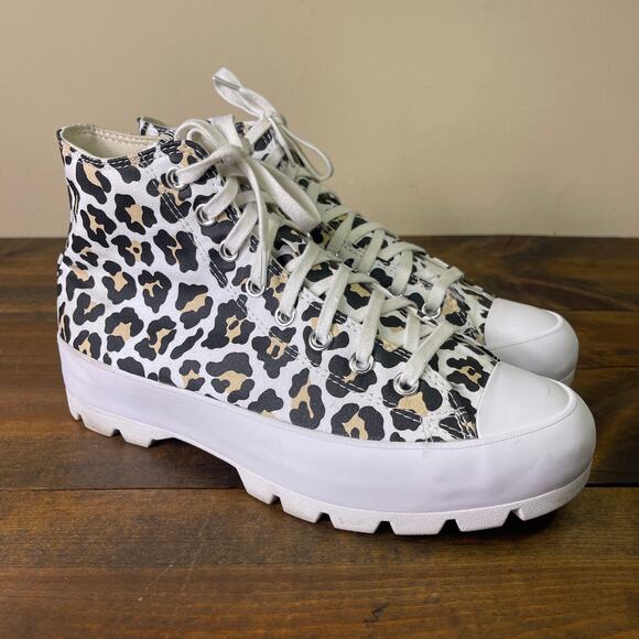 Converse All Star Lugged Sole Platform High Top Leopard Print Sneakers Womens 11 - Picture 1 of 11